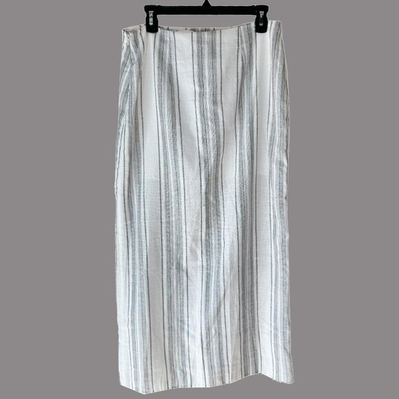 ASOS Design Maxi Skirt Lightweight Cotton Polyester Blend 10 White Gray Stripes - Picture 9 of 10